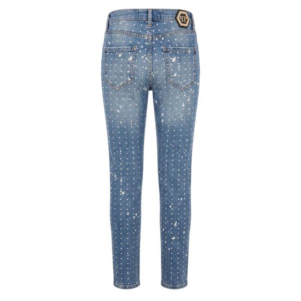 Philipp Plein Blue Cotton Women Jeans