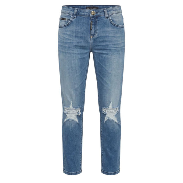 Philipp Plein Blue Cotton Women Jean