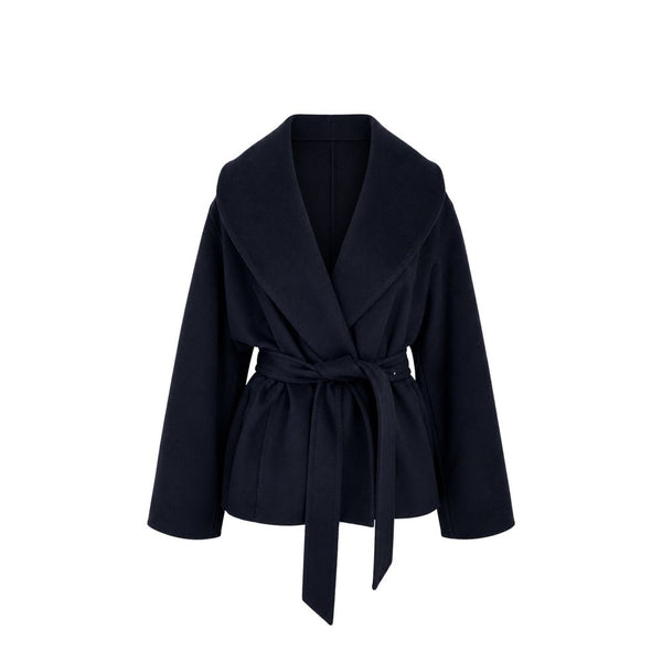 Max Mara Blue Virgin Wool Full-Length Jacket