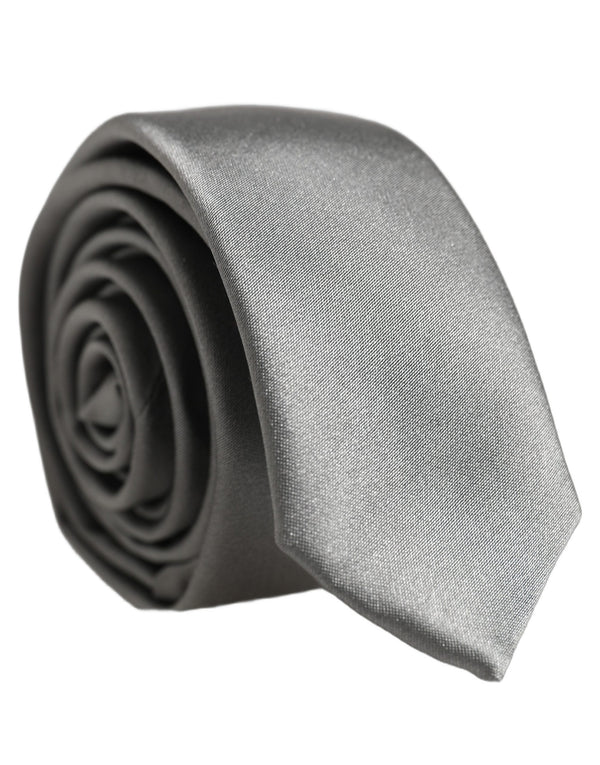 Dolce & Gabbana Gray Satin 100% Silk Adjustable Tied Men Necktie Tie