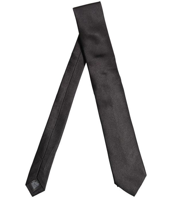 Dolce & Gabbana Black Satin 100% Silk Adjustable Tied Men Necktie Tie