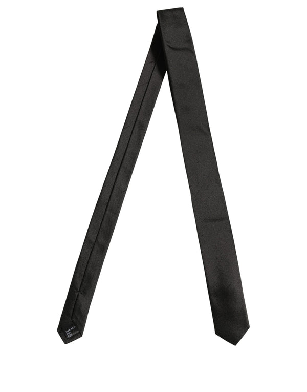 Dolce & Gabbana Black Satin Textured Adjustable Necktie Men Accessory Tie