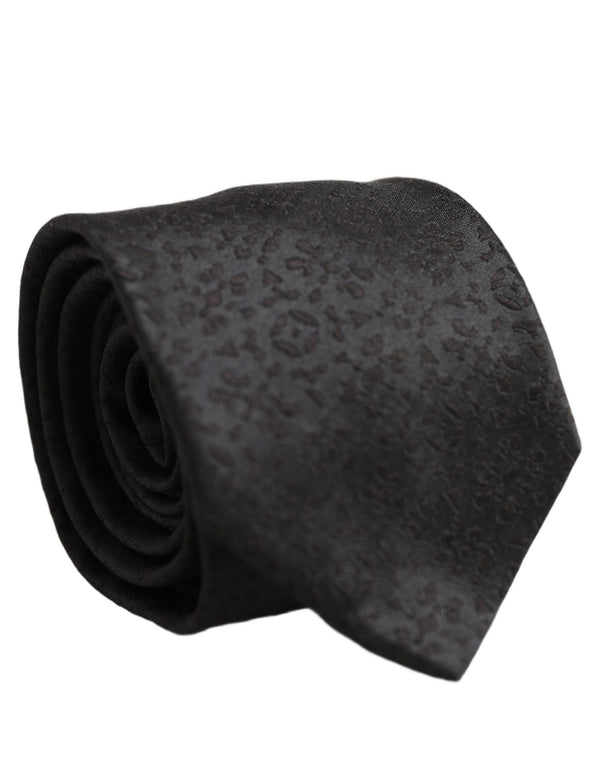 Dolce & Gabbana Black Swirl Pattern Silk Adjustable Necktie Accessory Tie