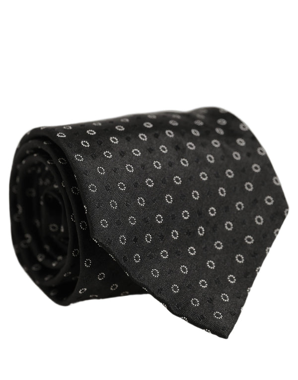 Dolce & Gabbana Black Geometric Circle Adjustable Necktie Accessory Tie