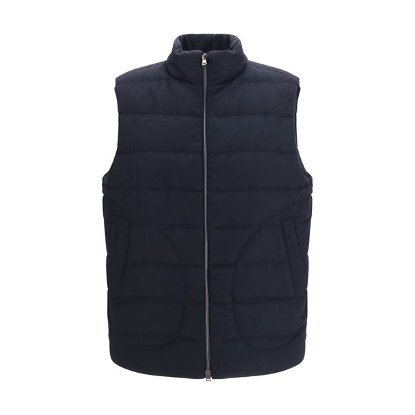 Herno Blue Wool Oves Aries Sleeveless Jacket