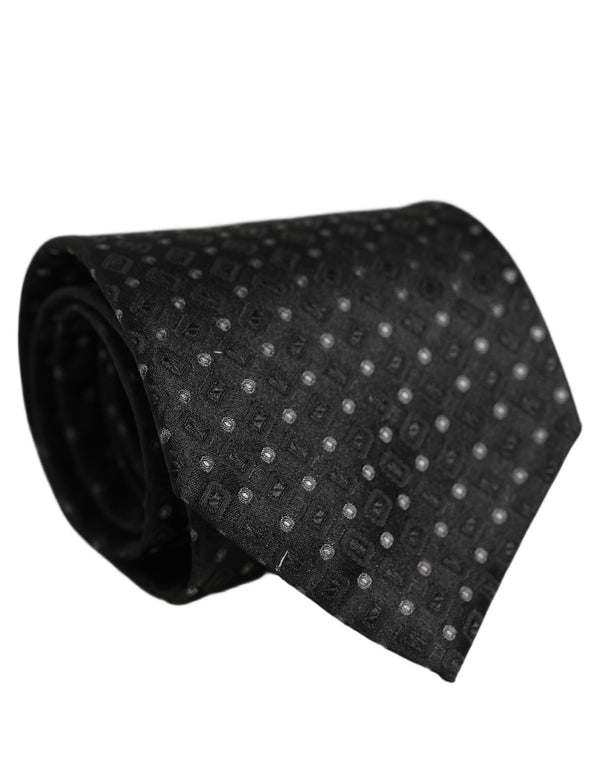 Dolce & Gabbana Black Jacquard Silk Adjustable Men Necktie Accessory Tie