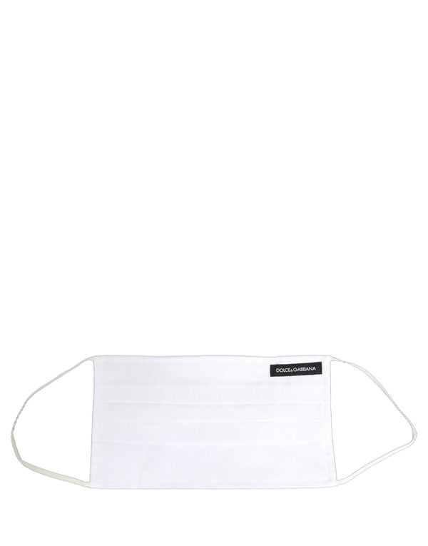 Dolce & Gabbana White 100% Cotton Pleated Elastic Ear Strap Face Mask