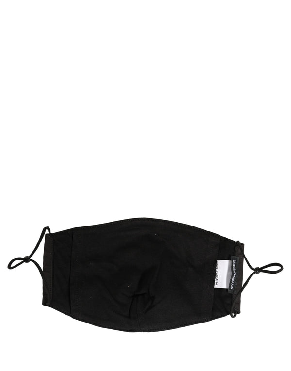 Dolce & Gabbana Black White Logo Baroque Elastic Ear Strap Face Mask