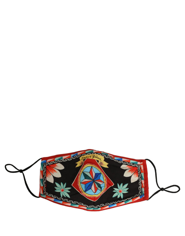 Dolce & Gabbana Men Black Carretto Print Elastic Ear Strap Face Mask