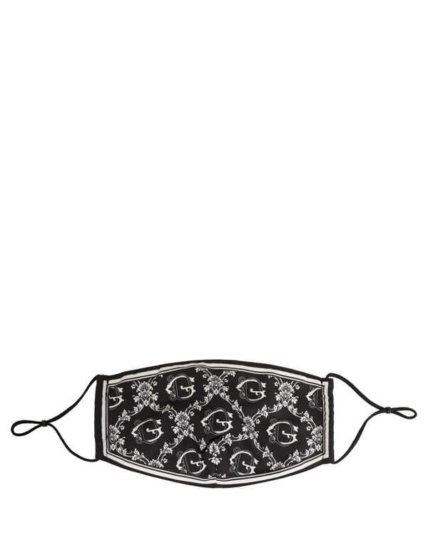 Dolce & Gabbana Black White Logo Baroque Elastic Ear Strap Face Mask