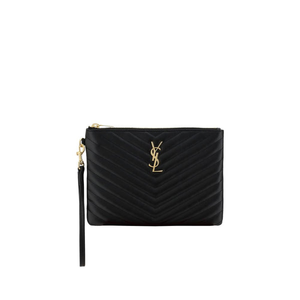 Saint Laurent Black Calf Leather Bos Taurus Clutch Bag