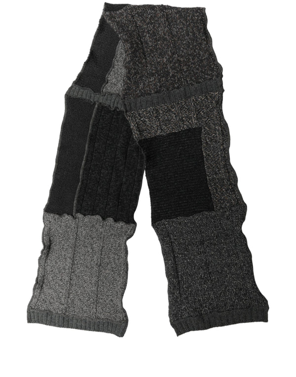 Dolce & Gabbana Multicolor Patchwork Wool Knit Shawl Scarf