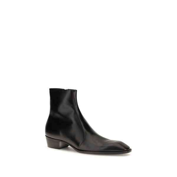 Saint Laurent Black Calf Leather Bos Taurus Ankle Boots