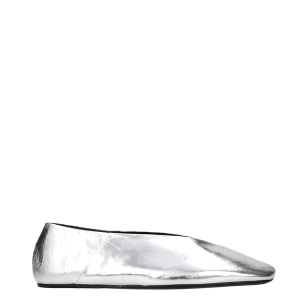 Jil Sander Gray Leather Ballet Flats