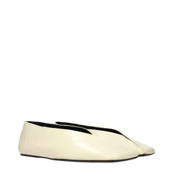 Jil Sander Beige Leather Ballet Flats