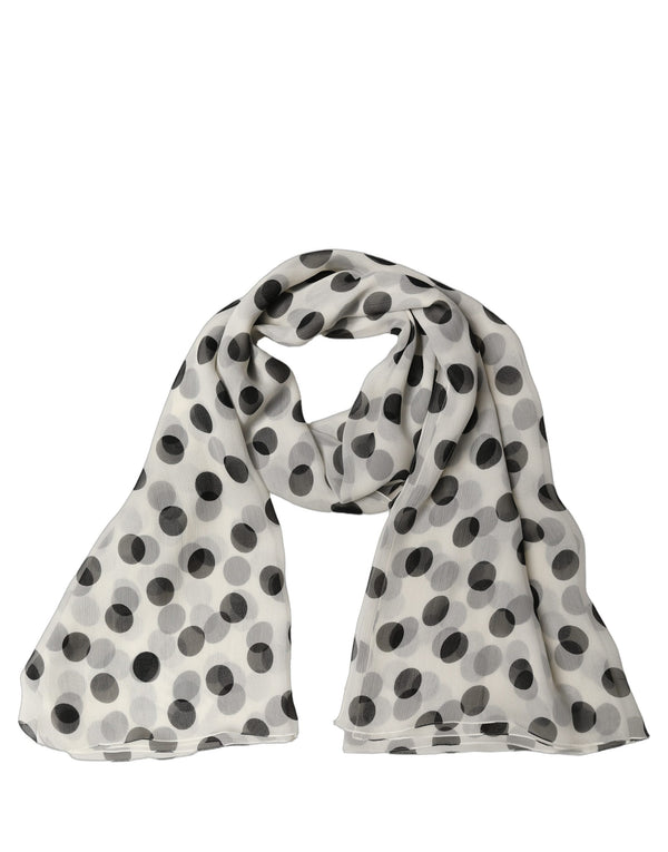 Dolce & Gabbana White Black Polka Dot Shawl Stole Scarf