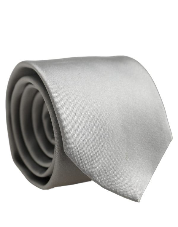 Dolce & Gabbana Gray Satin 100% Silk Adjustable Tied Men Necktie Tie