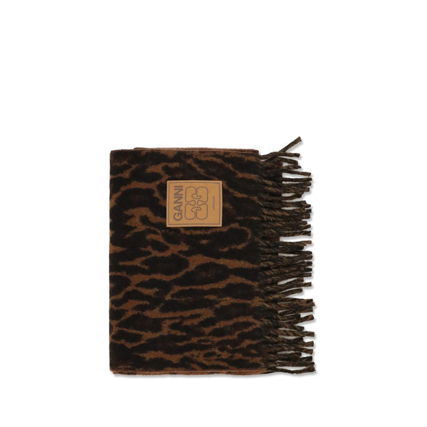 Ganni Brown Wool Oves Aries Scarf