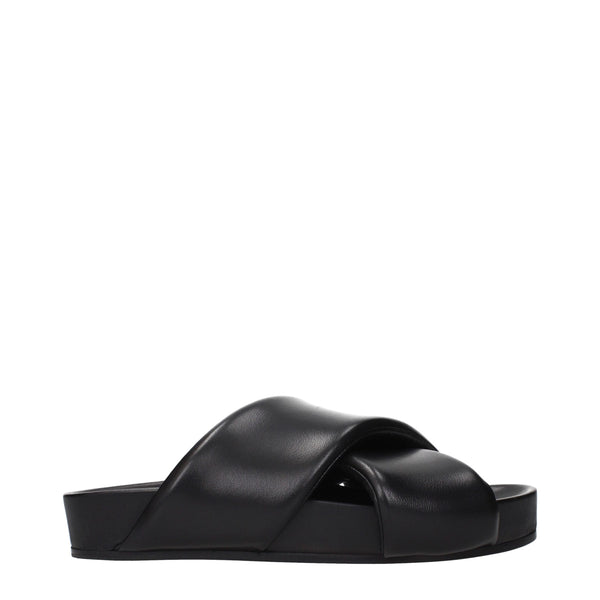 Jil Sander Black Leather Slippers