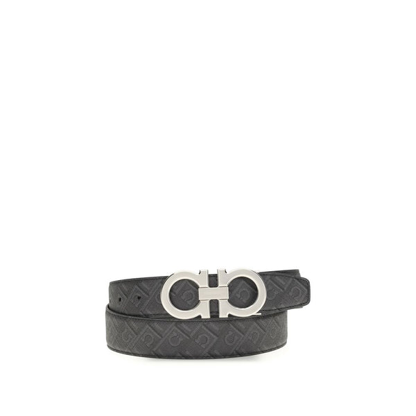 Ferragamo Black Calf Leather Bos Taurus Regular Belt