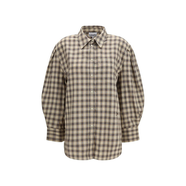 Ganni Beige Cotton Dress Shirt