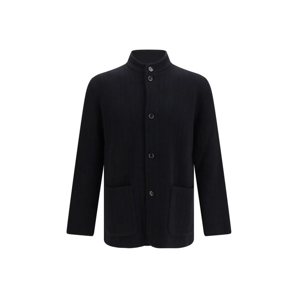 Lardini Black Wool Oves Aries Full-Length Jacket