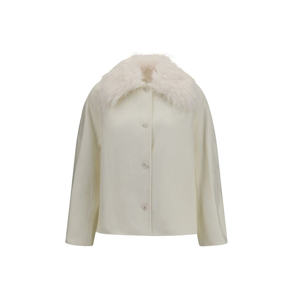 Loulou De Saison White Wool Oves Aries Full-Length Jacket