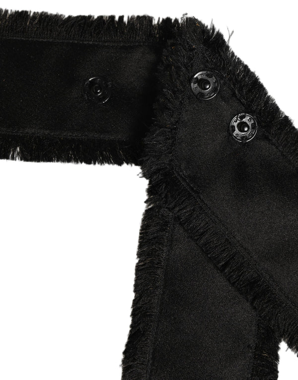 Dolce & Gabbana Black Velvet Wrap Around Tie Cintura Belt