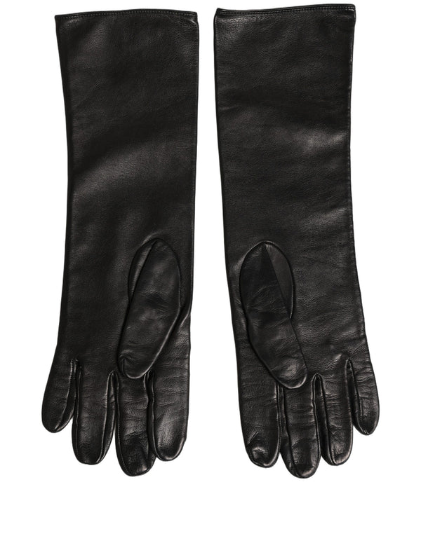 Dolce & Gabbana Black Genuine Leather Embossed DG Logo Gloves