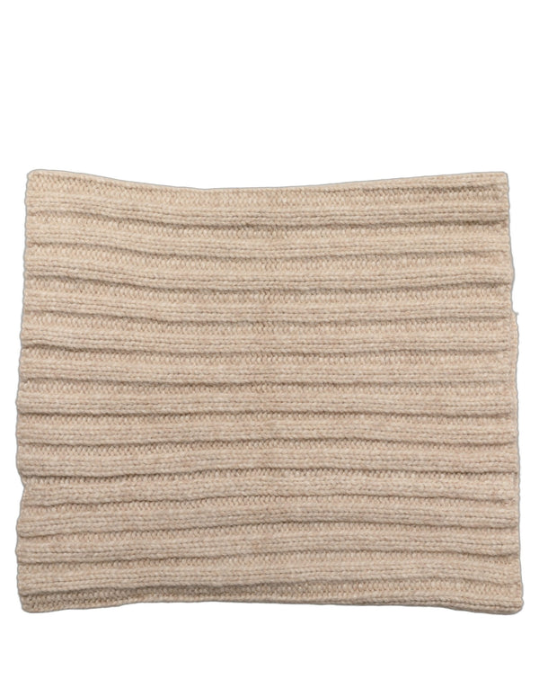Dolce & Gabbana Light Beige Ribbed Knit Neck Warmer Scarf