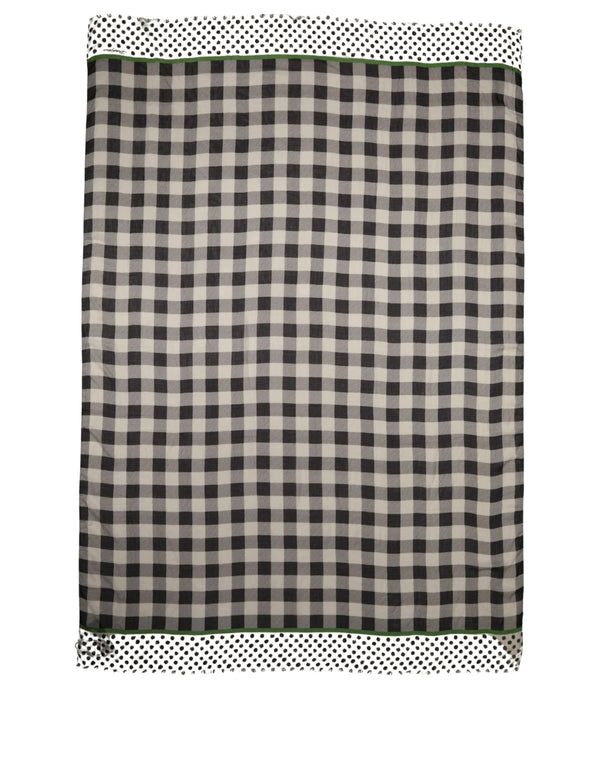 Dolce & Gabbana Black White Napoli Modal Check Shawl Scarf