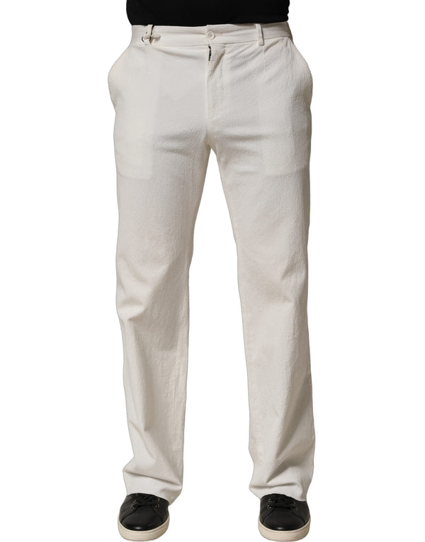 Dolce & Gabbana White Cotton StraightLeg Casual Trouser Pants