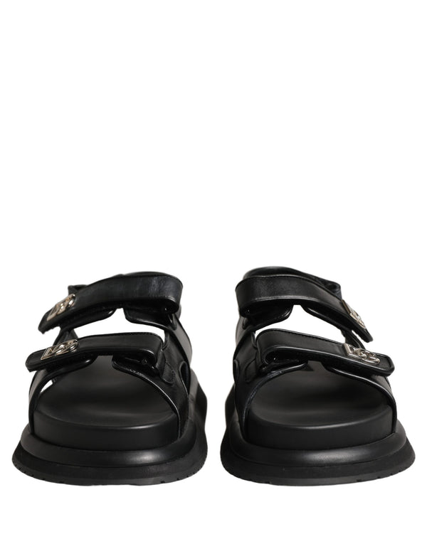 Dolce & Gabbana Black DG Logo Sandals Flats Slippers Shoes