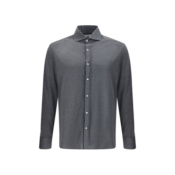 Brunello Cucinelli Gray Silk Dress Shirt