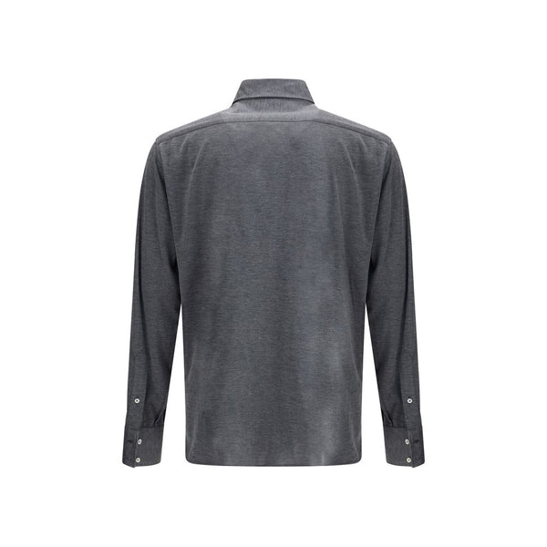 Brunello Cucinelli Gray Silk Dress Shirt
