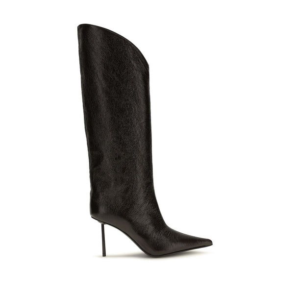 LE SILLA Black Calf Leather Bos Taurus High Heel Boots