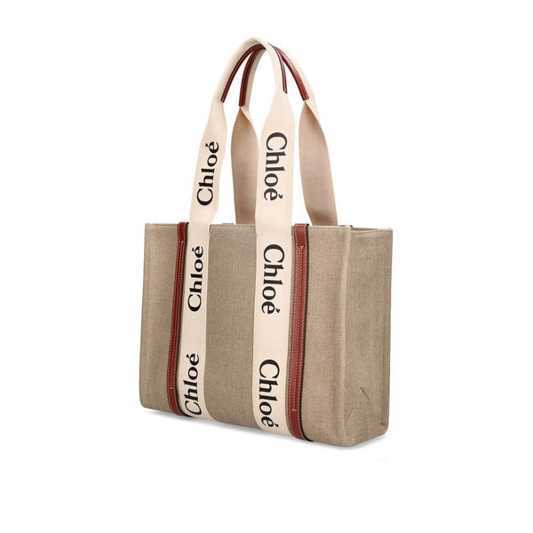 Chloé Beige Linen Tote Bag