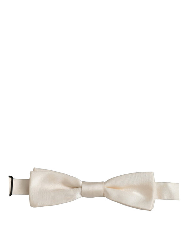 Dolce & Gabbana Men White 100% Silk Adjustable Neck Papillon Bow Tie