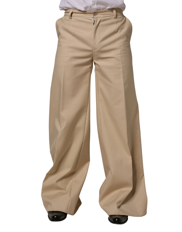 Dolce & Gabbana Beige Cotton Straight Men Formal Dress Pants