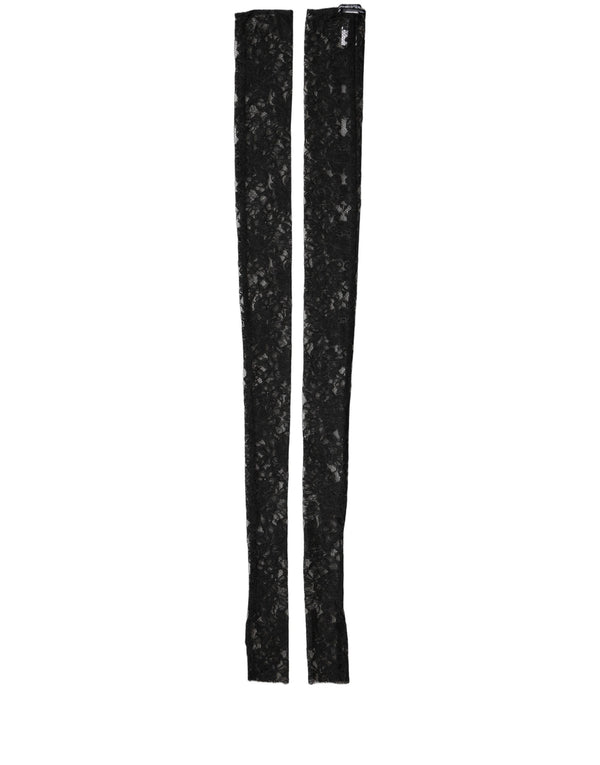 Dolce & Gabbana Sleeves Black Nylon Floral Lace Warmer Arm