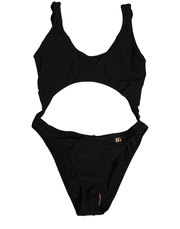 Dolce & Gabbana Black Cutout Logo One Piece Swimsuit Swimwear