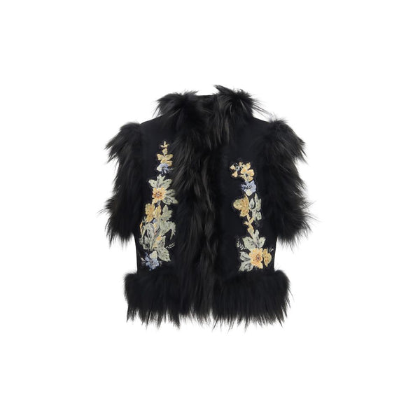 Fendi Black Wool Oves Aries Sleeveless Jacket