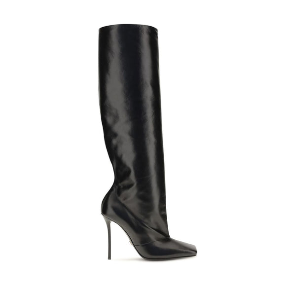 Dolce & Gabbana Black Calf Leather Bos Taurus High Heel Boots
