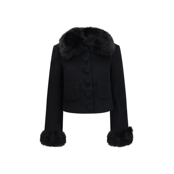 Self-Portrait Black Wool Oves Aries Full-Length Jacket