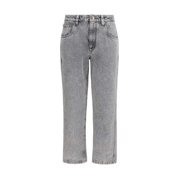Brunello Cucinelli Gray Cotton Straight-Leg Jeans
