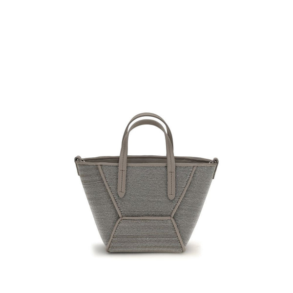 Brunello Cucinelli Gray Calf Leather Bos Taurus Handbag