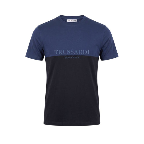 Trussardi Beachwear Blue Cotton Men T-Shirt