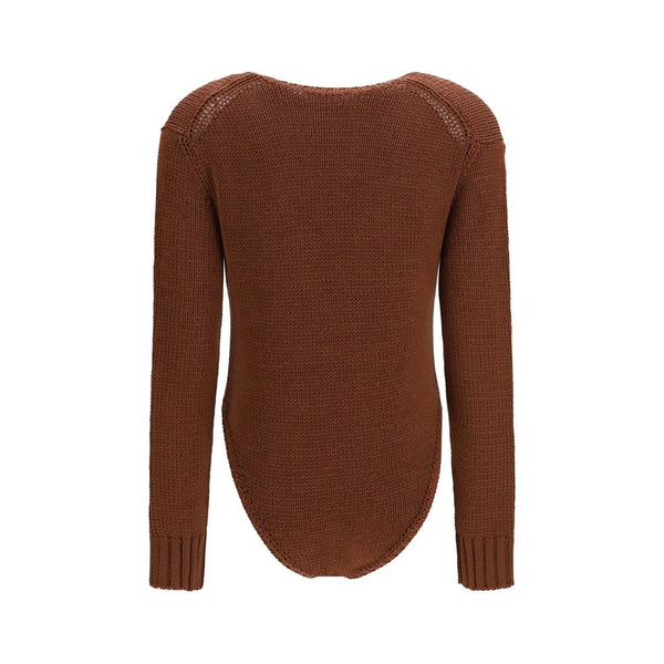 Forte_Forte Brown Wool Oves Aries Bodysuit