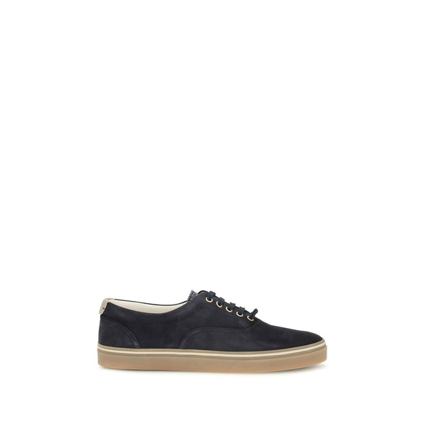 Brunello Cucinelli Blue Suede Leather Low Top Sneakers