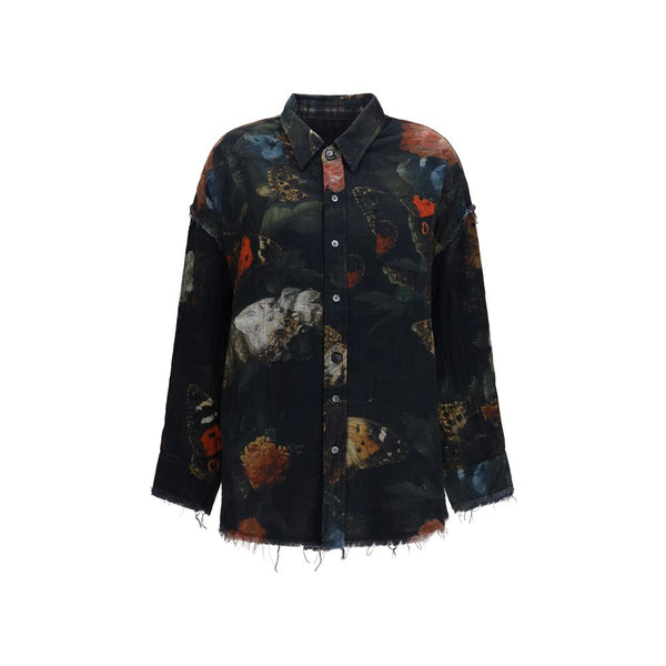 R13 Black Cotton Pattern Shirt
